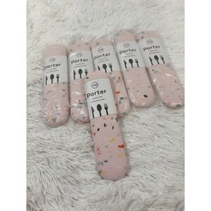 Lot of 6 Porter Pink terrazzo stainless steel Utensil Set